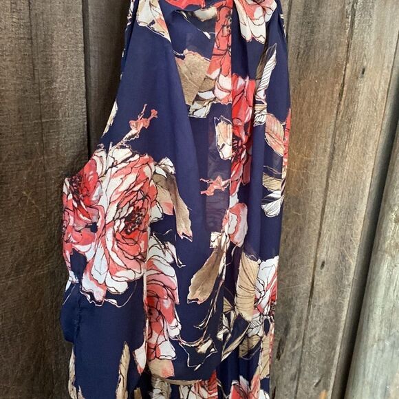 Bisou Bissou Floor Length Floral Halter Dress - Picture 3 of 6